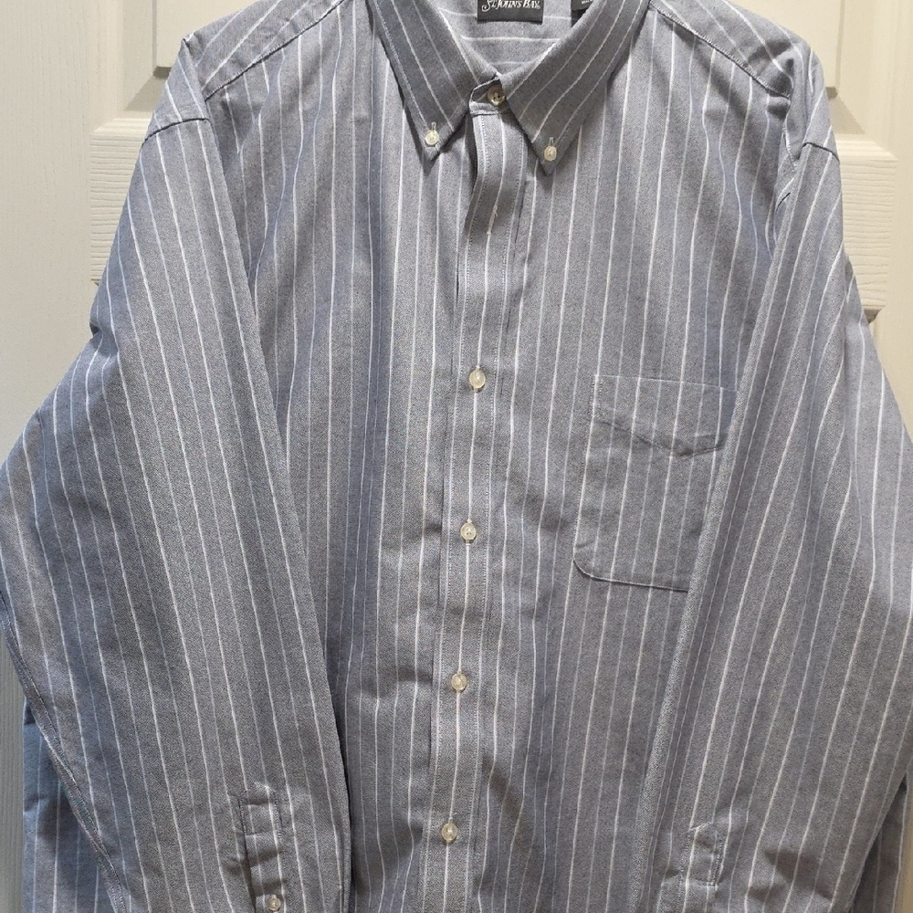 St. John's Bay Men's Blue Striped Button Down Shirt